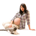 femme enceinte et son chat